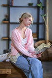 Essential Button Down Cardigan Top: Red / L