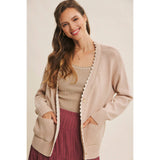 OVERSIZED COTTON BLEND SWEATER CARDIGAN: CLOUD PINK / L