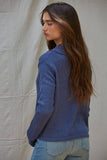 W2230 | Knit Sweater Buttondown Collared Cardigan Top: Midnight Blue / L