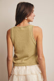Open-Knit Sleeveless Tank Top FSW0041: Red / Contemporary / L
