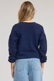 Essential Button Down Cardigan Top: Red / L
