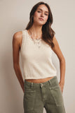Open-Knit Sleeveless Tank Top FSW0041: Red / Contemporary / L