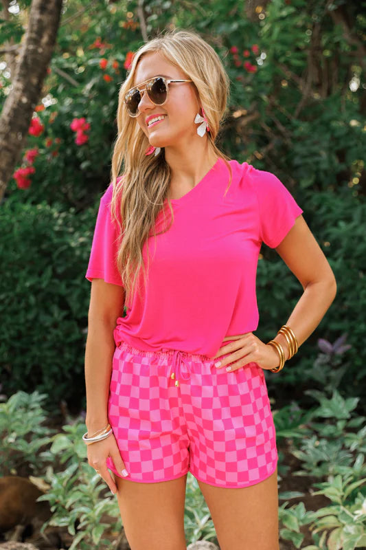 Every Day Shorts-Pink Check