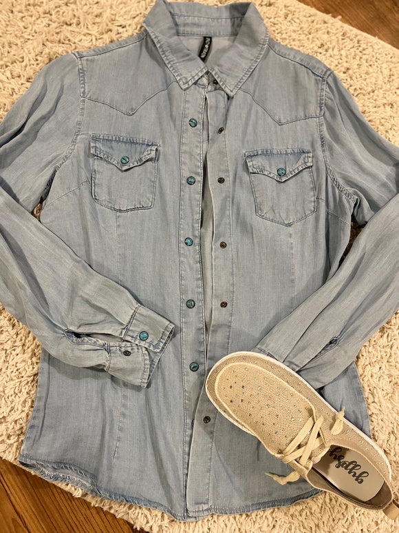 Denim button up